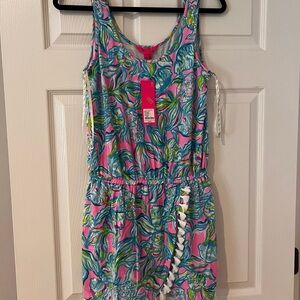 Lilly Pulitzer Pink and Blue Patterned Jarret Romper